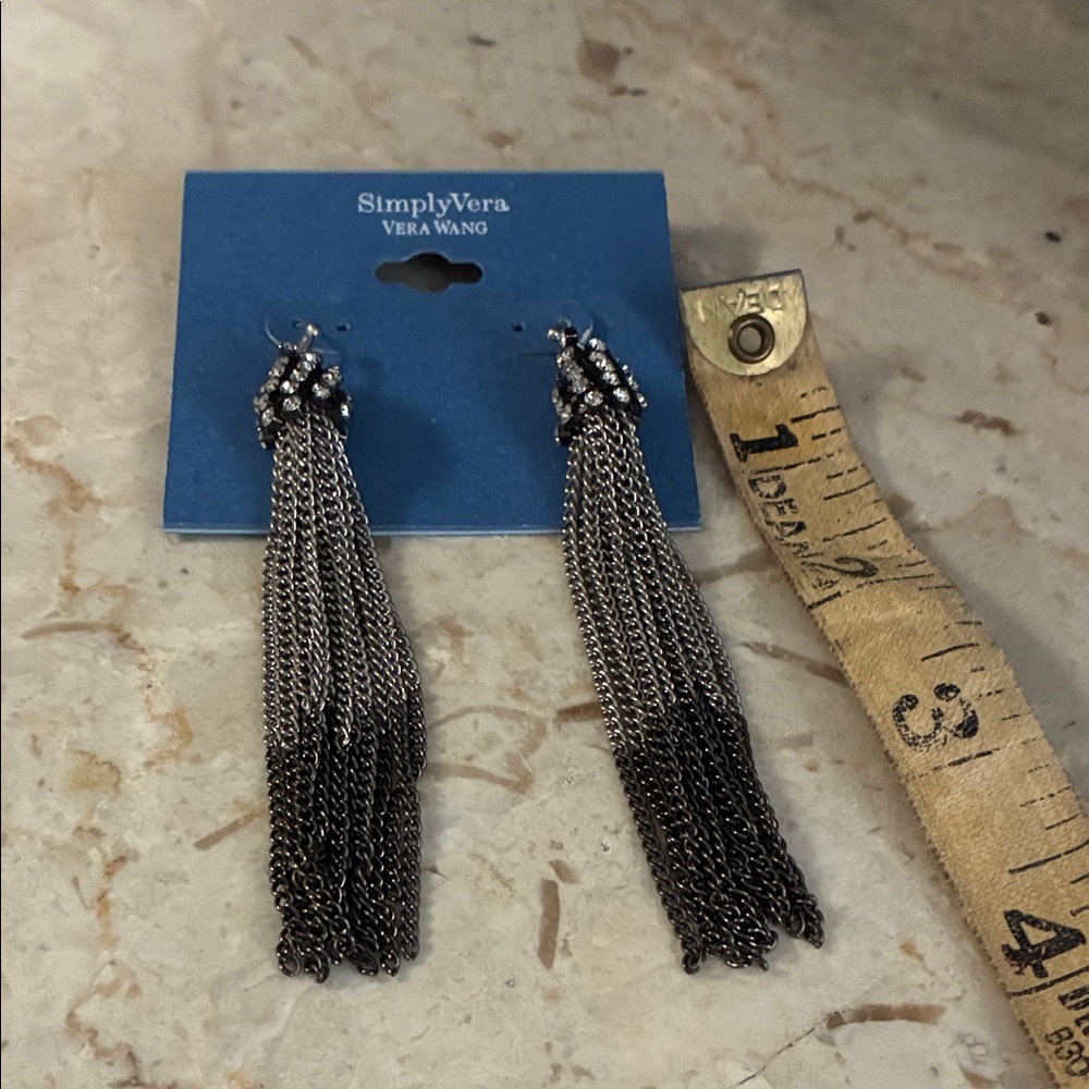 Simply Vera Vera Wang Black and Silver tone Chain Earrings